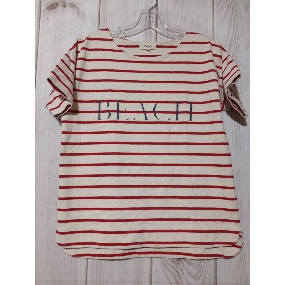 Madewell Beach T-shirt Ladies Small Red White Striped